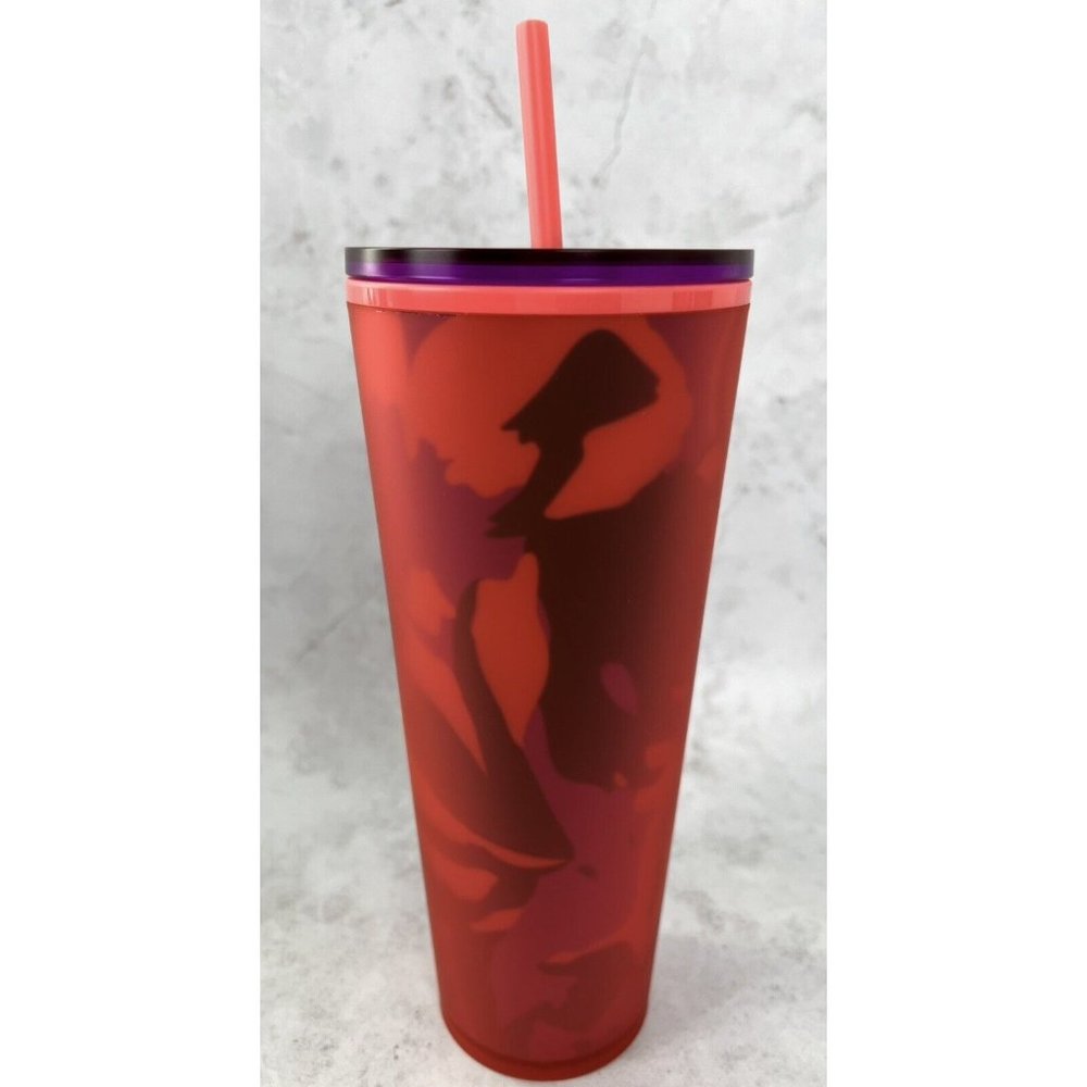 STARBUCKS 2022 SPRING RED FLORAL SOFT TOUCH COLD CUP TUMBLER VENTI 24‎ OZ